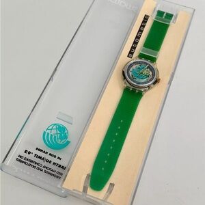 Swatch Automatic Earth 38,5mm Silicone Band 1992 Vintage Wristwatch (S-056)